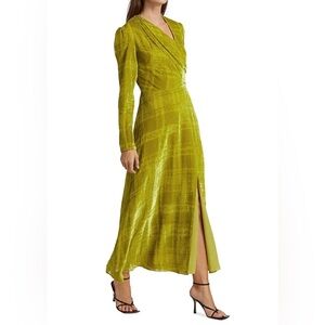 Lela Rose Devore Plaid Velvet Maxi-Dress Women’s Size 14 Designer Holiday